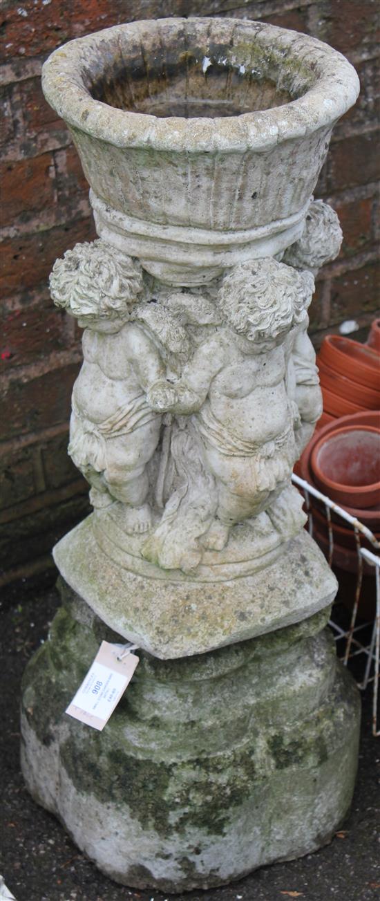 Small stone garden bird bath(-)